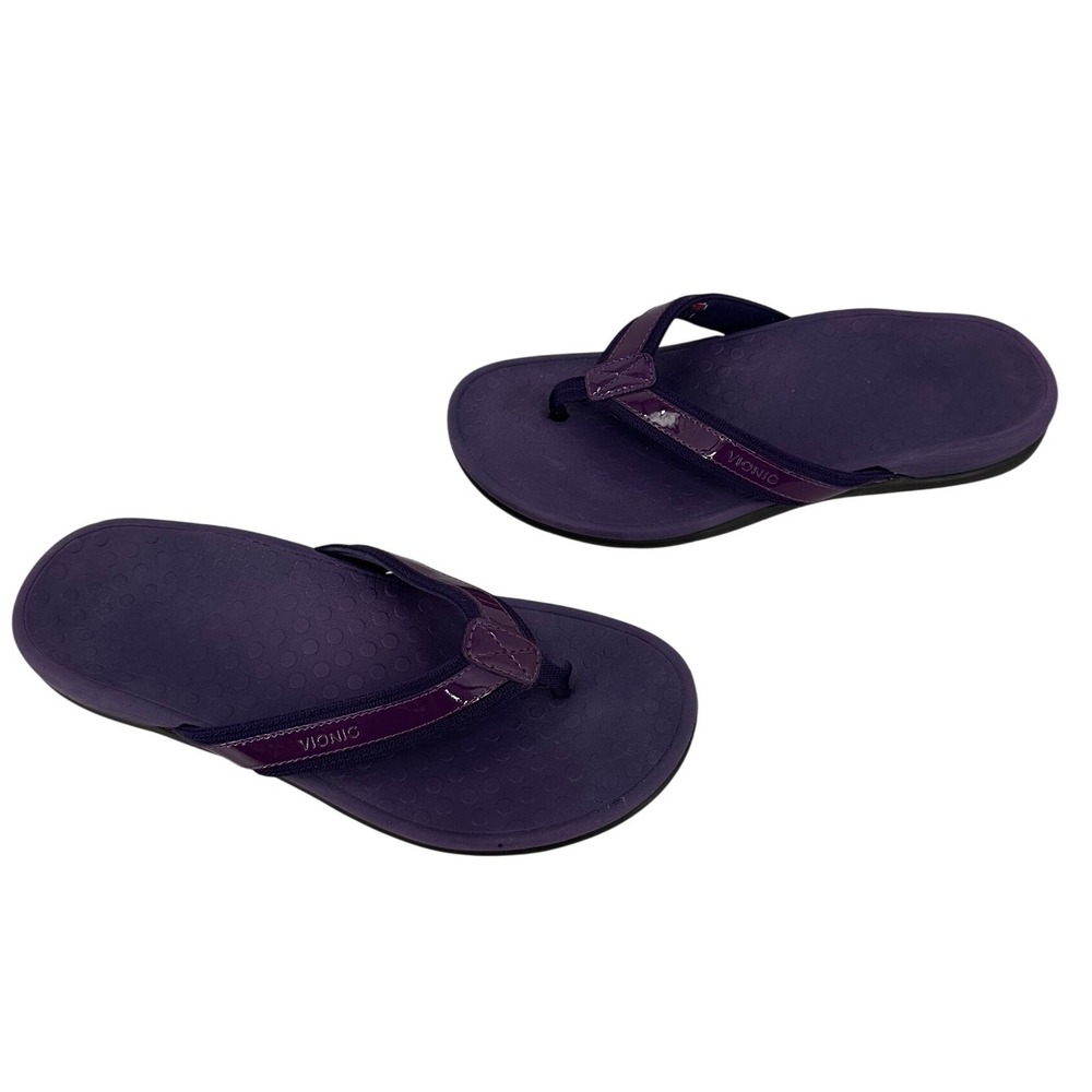 Vionic Tide II Purple Orthotic Flip Flop Sandals 44TIDEII TVW1002 Women's 8